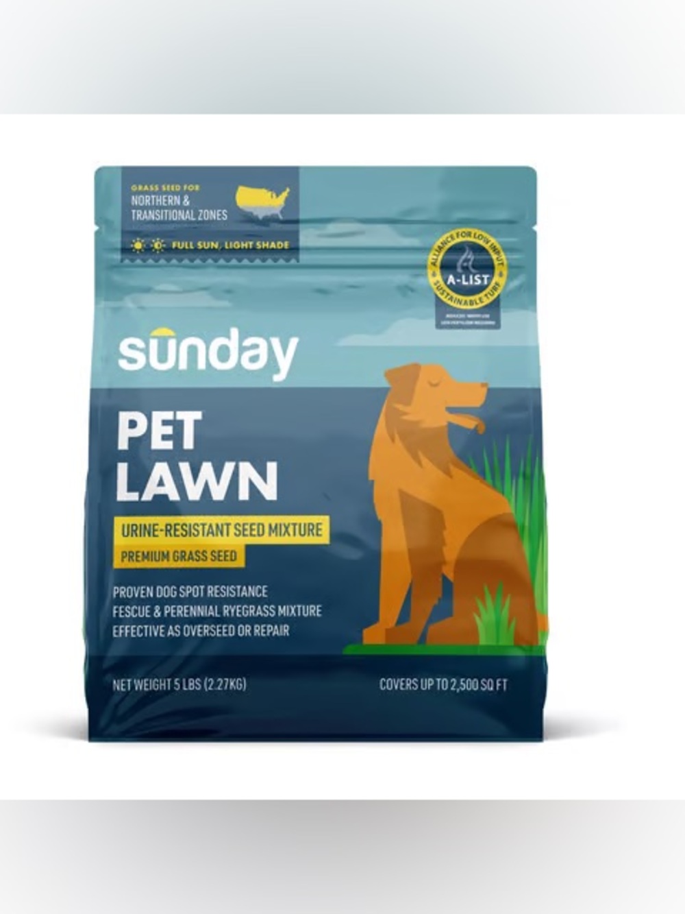 Sunday All Grasses Full Sun/Light Shade Pet/Dog Spot Grass Repair Seed 5 lb
